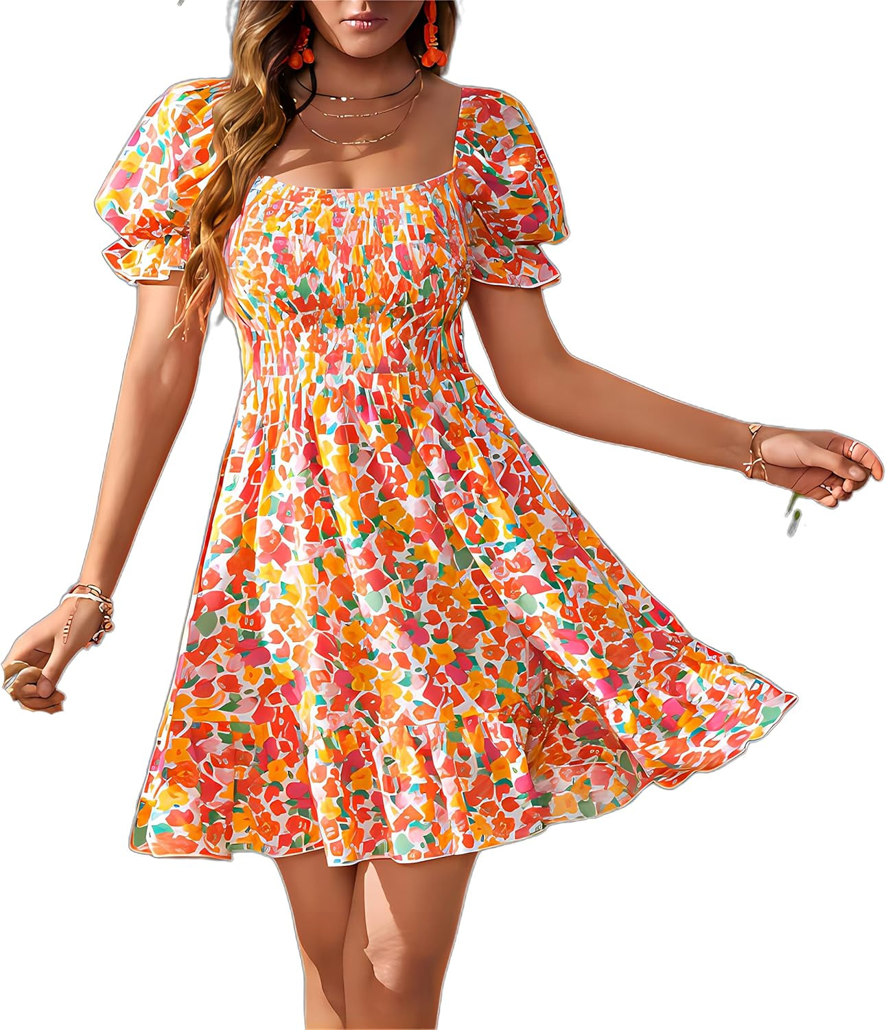 Sweetheart Neck Puff Sleeve A-Line Summer Dress by - Image 16