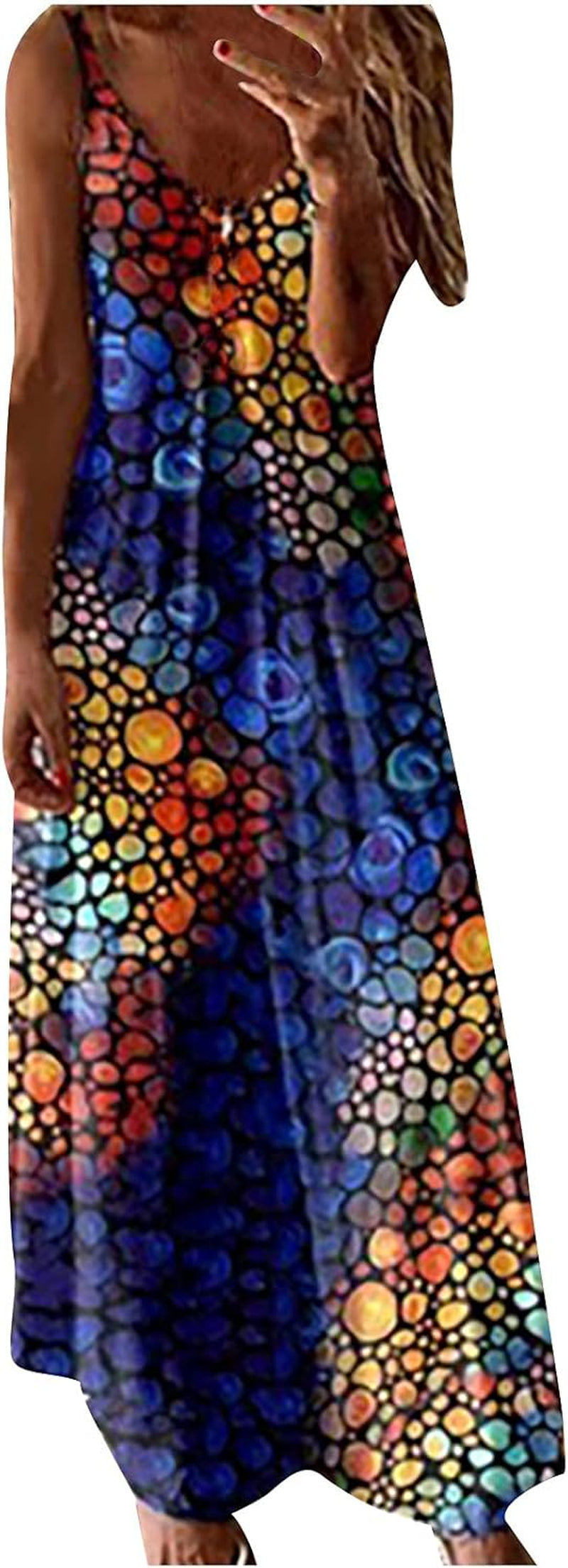 Women's Elegant Spaghetti Strap Long Dress - Plus Size Flowy Beach Vacation Dress - Image 24