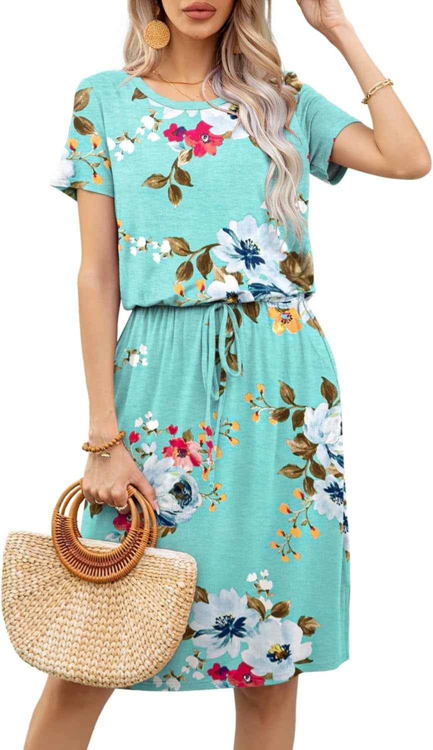 Women's Casual Drawstring Knee Length Dress - Image 25