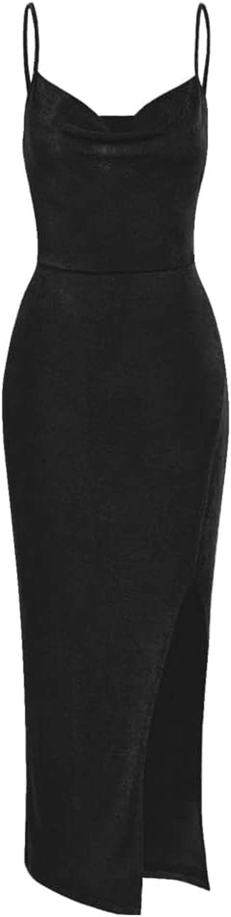 Solid Spaghetti Strap Thigh Split Maxi Dress for Women by - Image 4