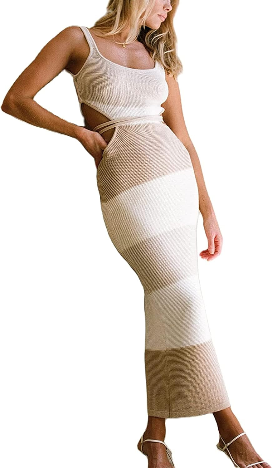 Strapless Ribbed Maxi Dress with Side Cutout and Backless Design - Image 24