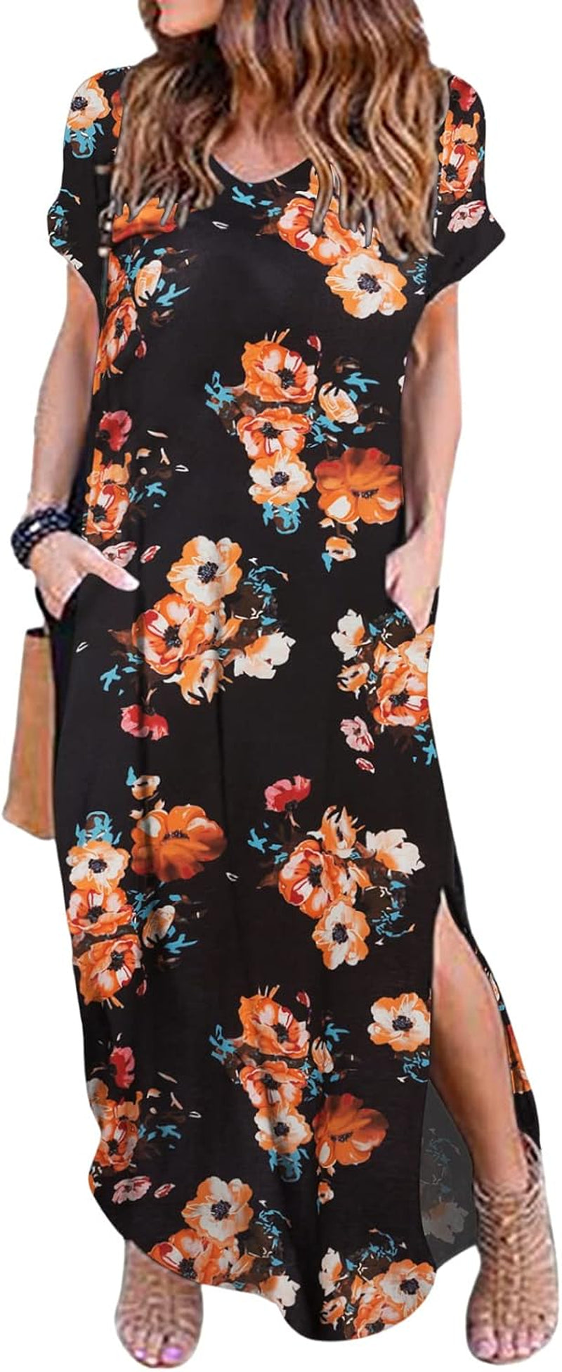 Summer Chic: Women's Short Sleeve Maxi Dress with Pockets - Image 6