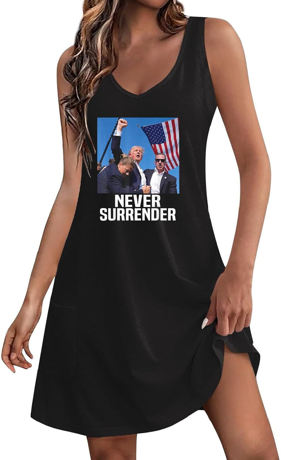 Women's Sleeveless V-Neck Graphic Dress for Fall and Summer Fashion - Image 7