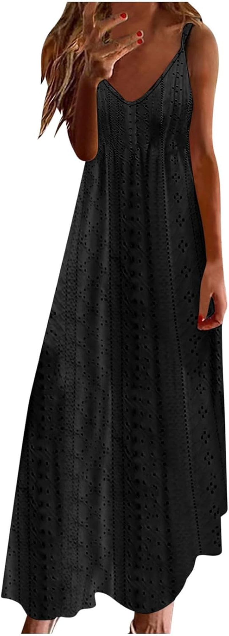 Sleeveless V-Neck Maxi Dress for Women - Casual and Trendy Summer Vacation Outfit - Image 9