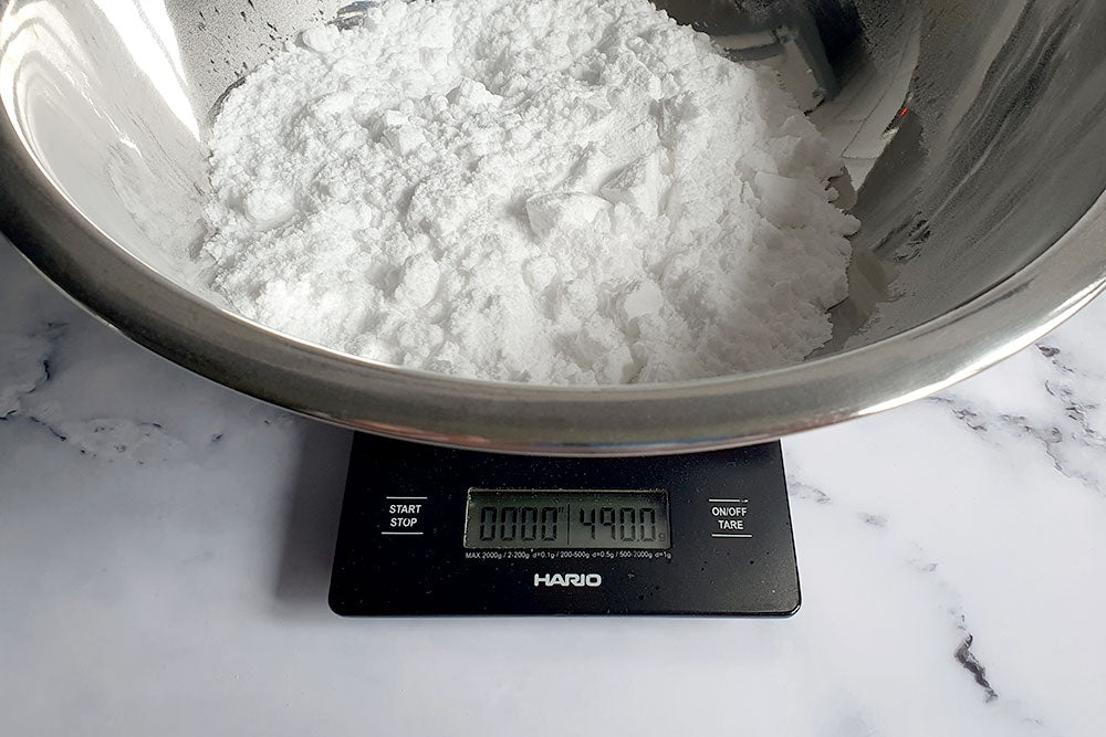 Step 1 – Weighing out the Sodium Bicarbonate