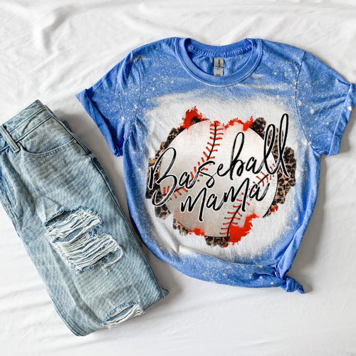 Baseball Mama Leopard Lightning Bolt Shirt-Baseball Mom Shirt-Bleached –  MisEleniousDesigns