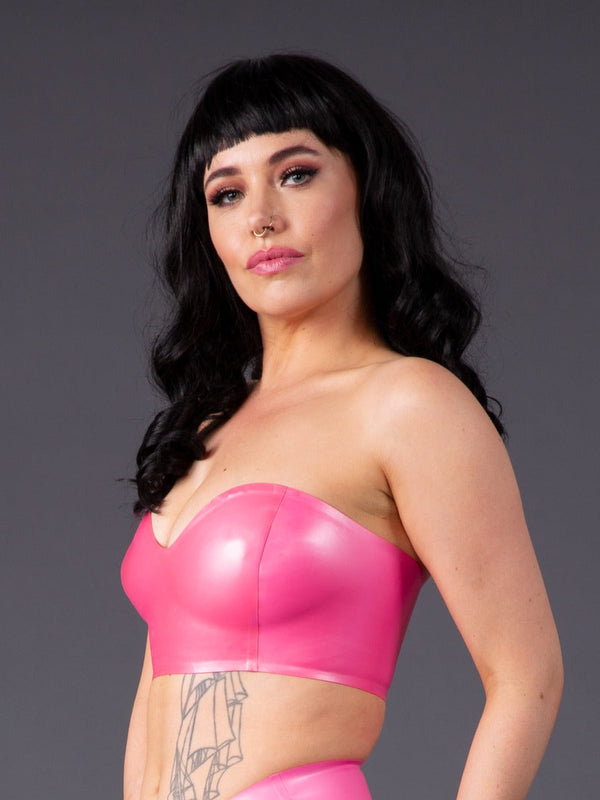 Lilac/pink Latex Bra Top Latex Halter Neck Bralette Soft Longline Bra Top  Rubber Bra -  Canada