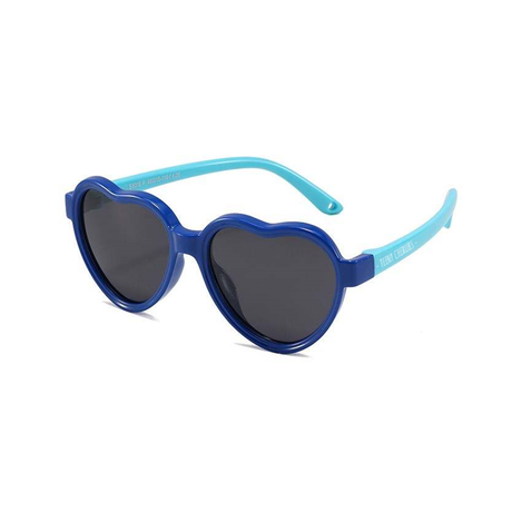 Teeny Baby Heart Polarized Sunglasses With Strap - Black & Blue