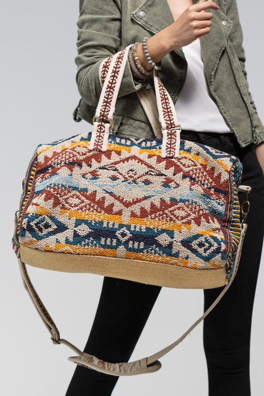 Aztec Boho Woven Duffle Weekender Bag – Rust and Rose Boutique