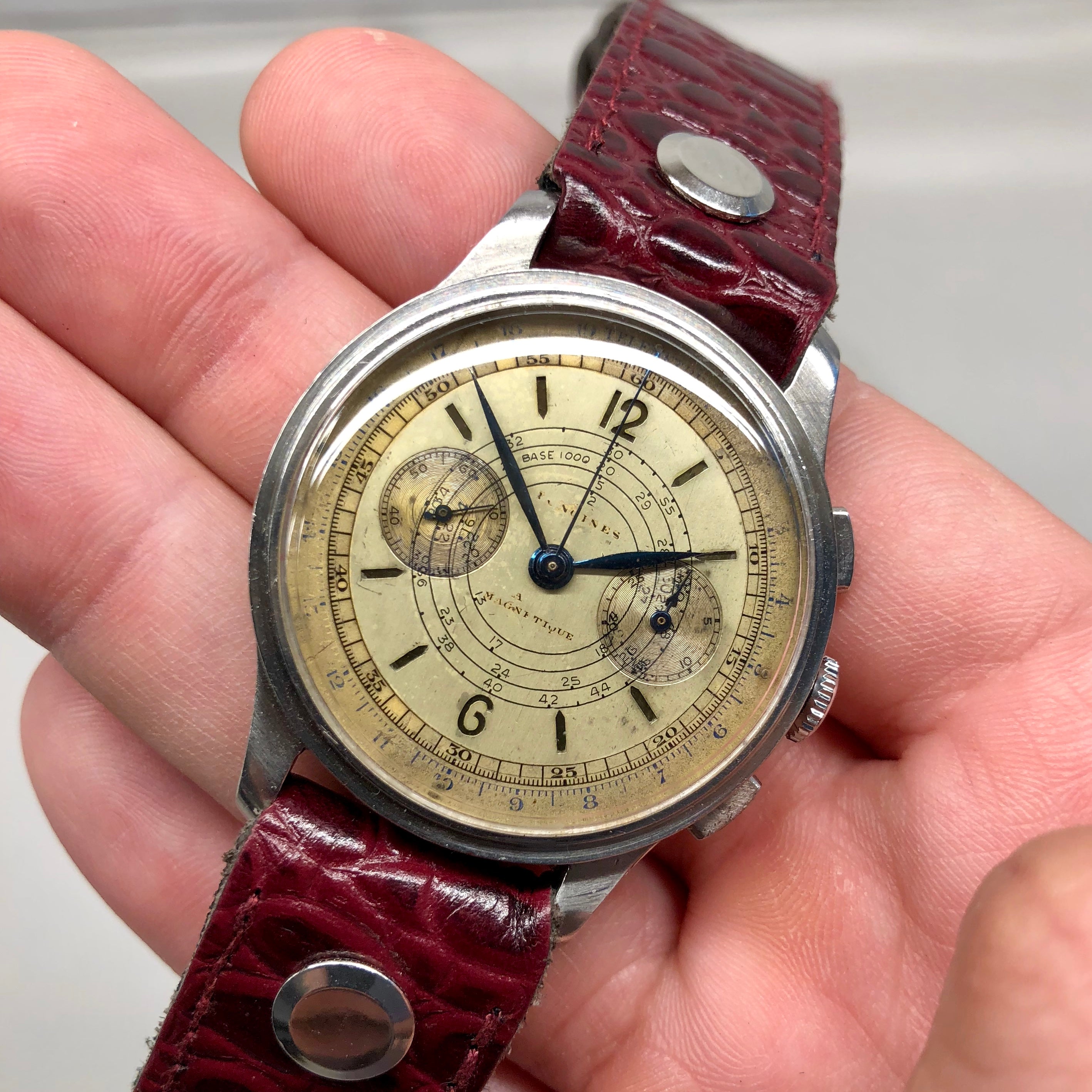 Vintage Longines 13ZN Stainless Steel Sandwhich Dial Chronograph 37mm ...