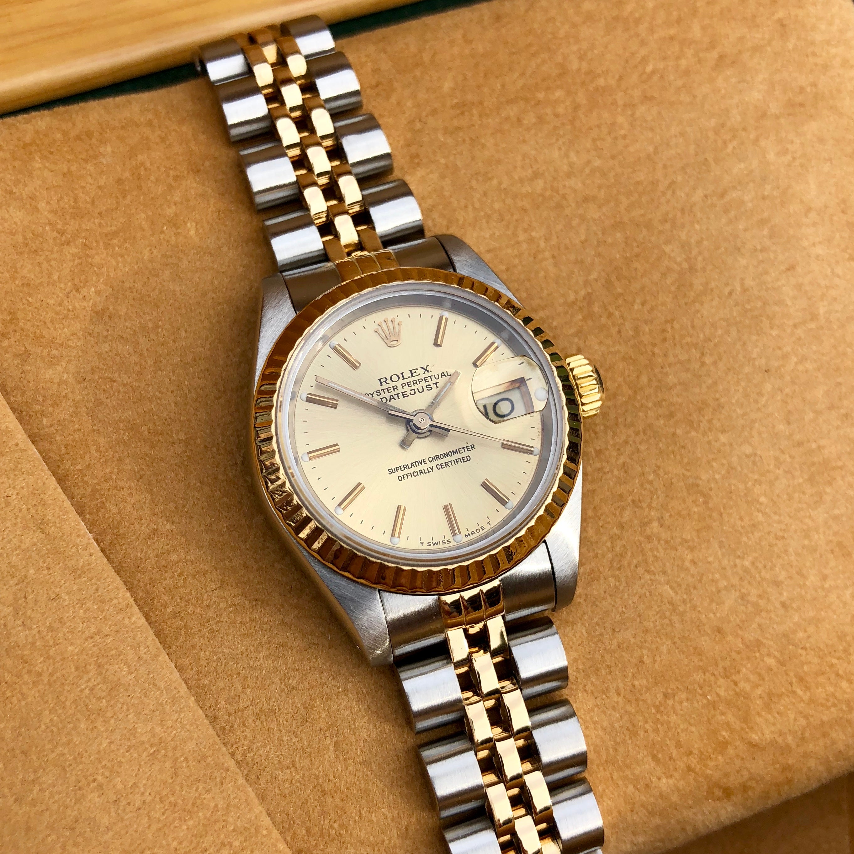 Rolex Datejust 69173 Ladies Two Tone Champagne Stick Dial Steel 18K ...