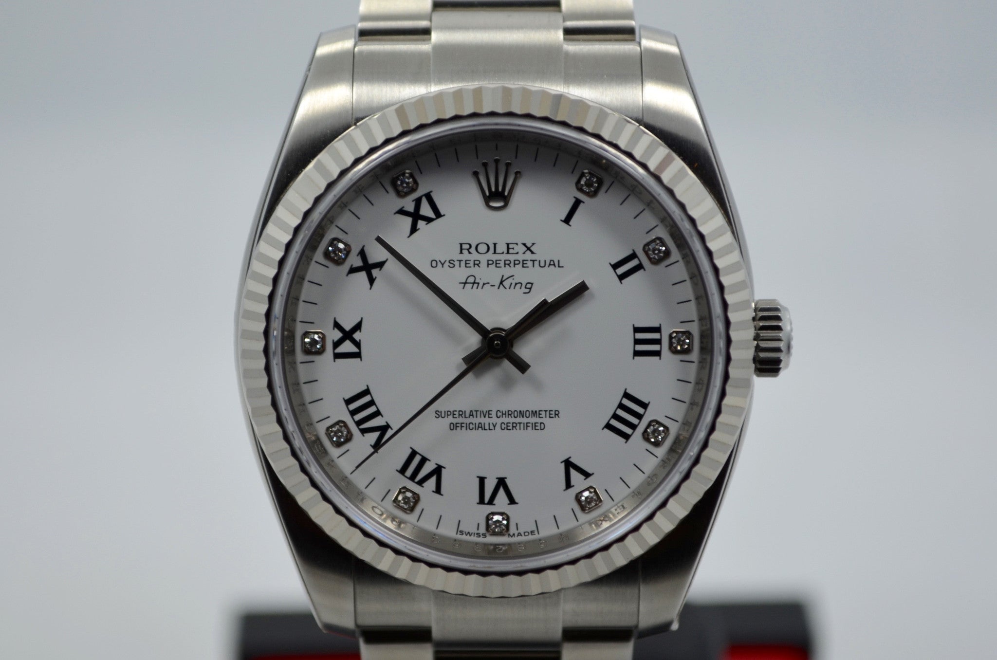 Rolex Air-King 114234 White Diamond Dial 34mm Steel Automatic ...