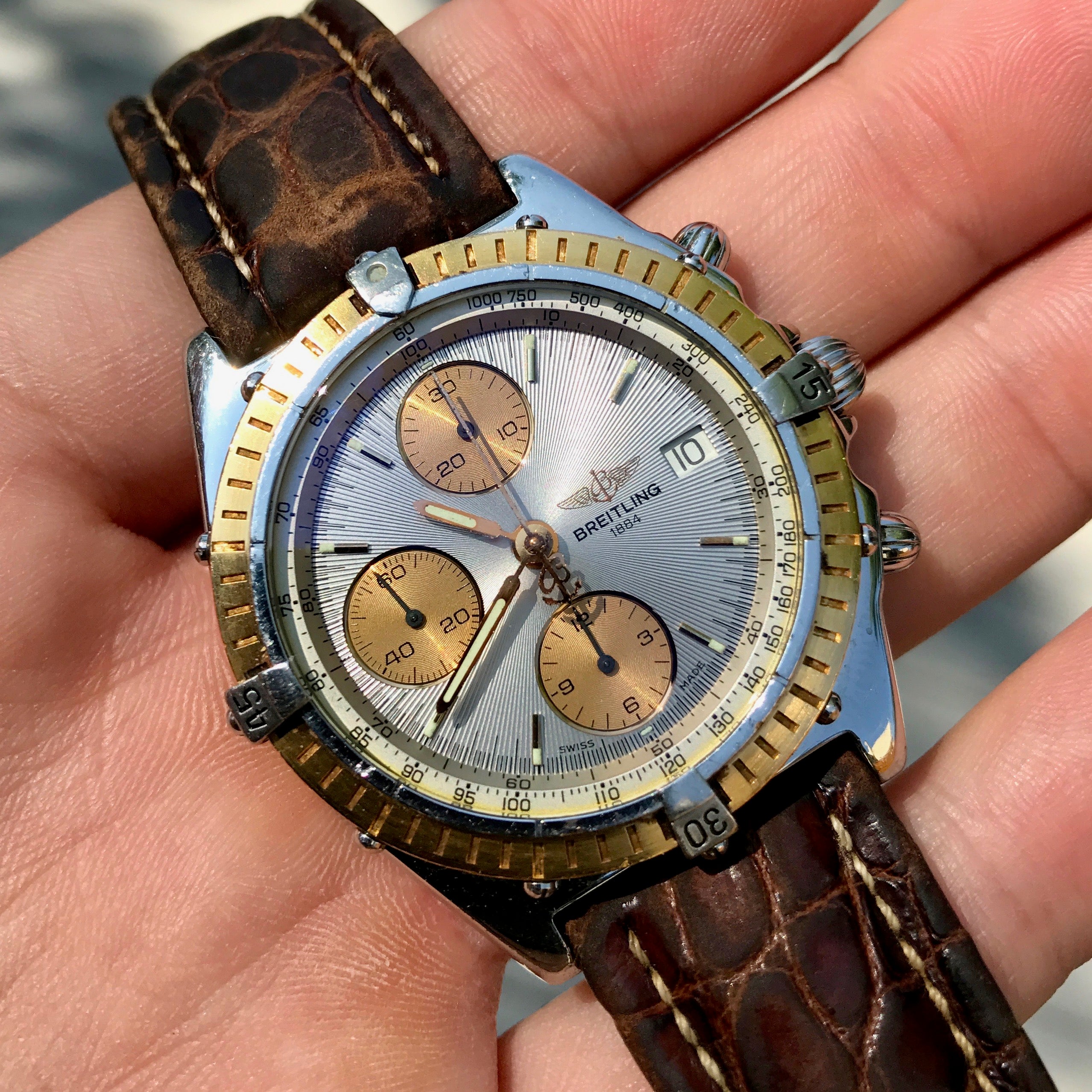 Breitling Chronomat 13047 Stainless Steel Gold Two Tone Chronograph ...