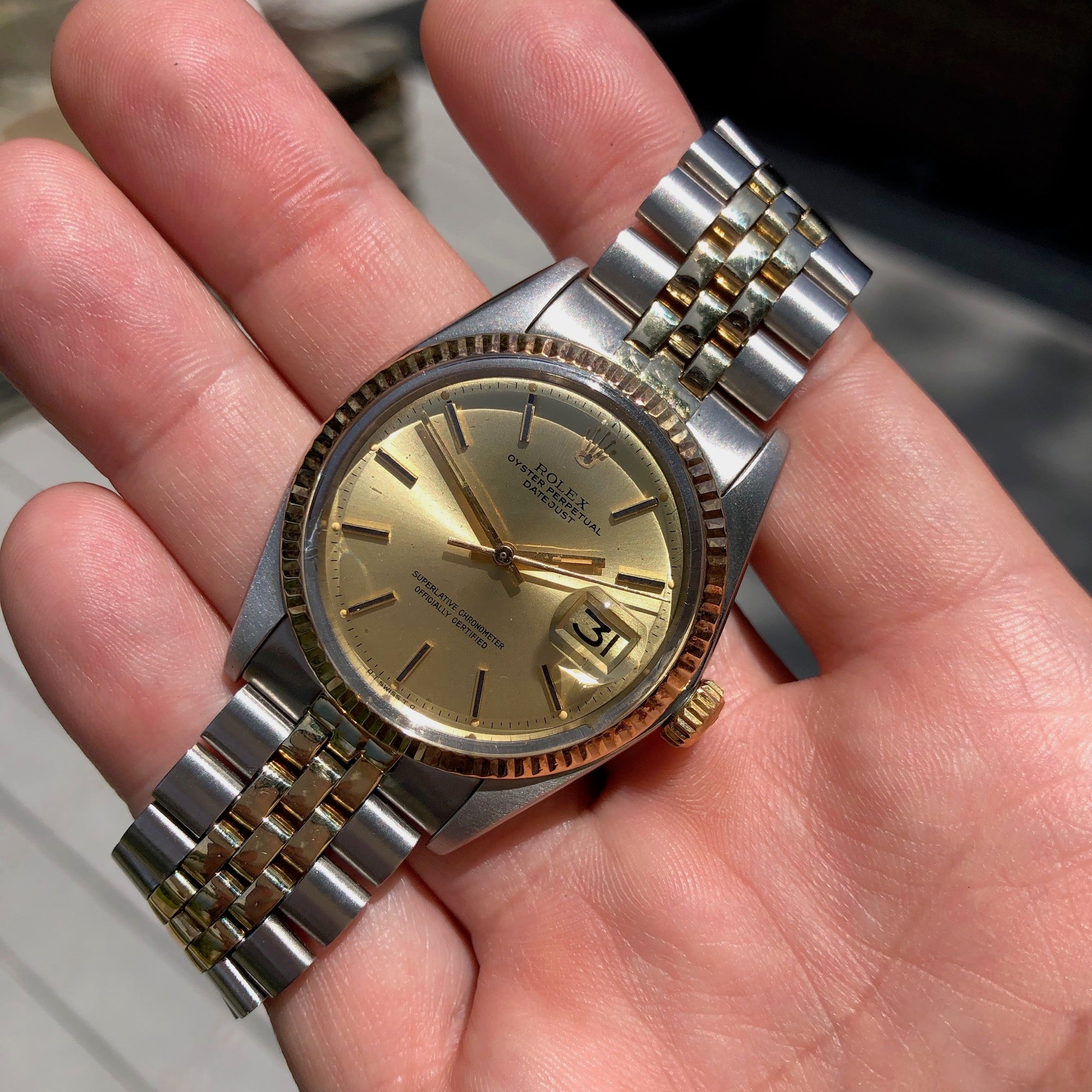 Vintage Rolex Datejust 1601 Sigma Steel Gold Two Tone Jubilee Champagne ...