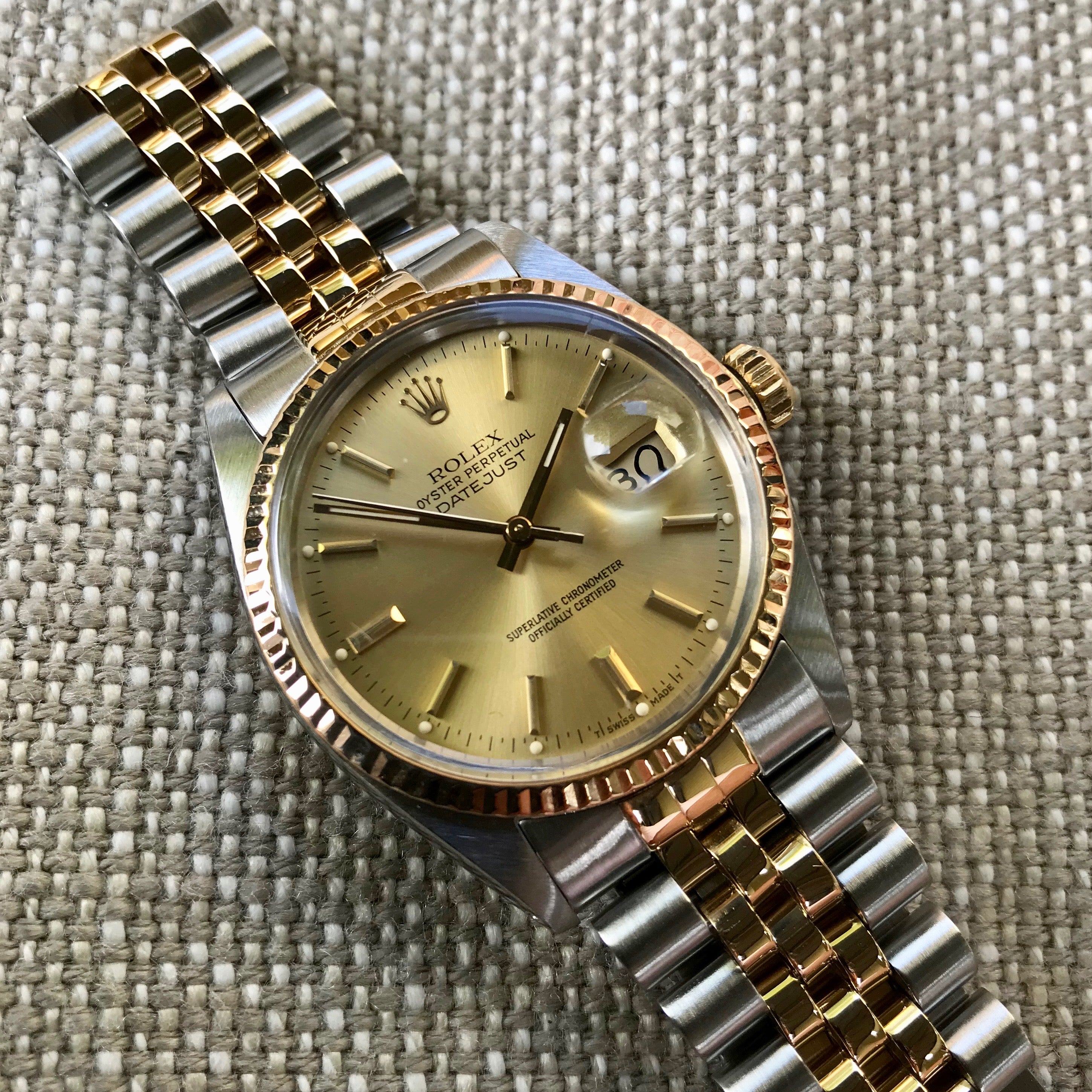 Vintage Rolex Datejust 16013 Two Tone Steel Gold Jubilee Wristwatch 19