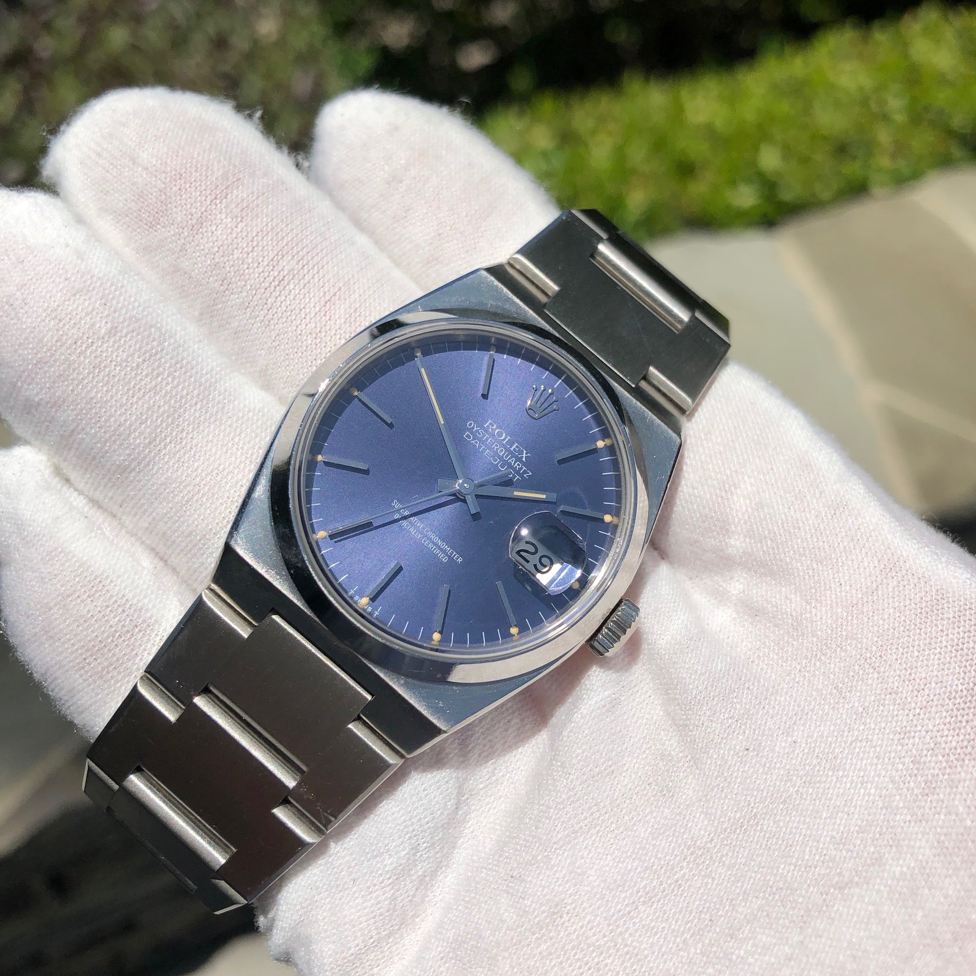 rolex oysterquartz blue dial