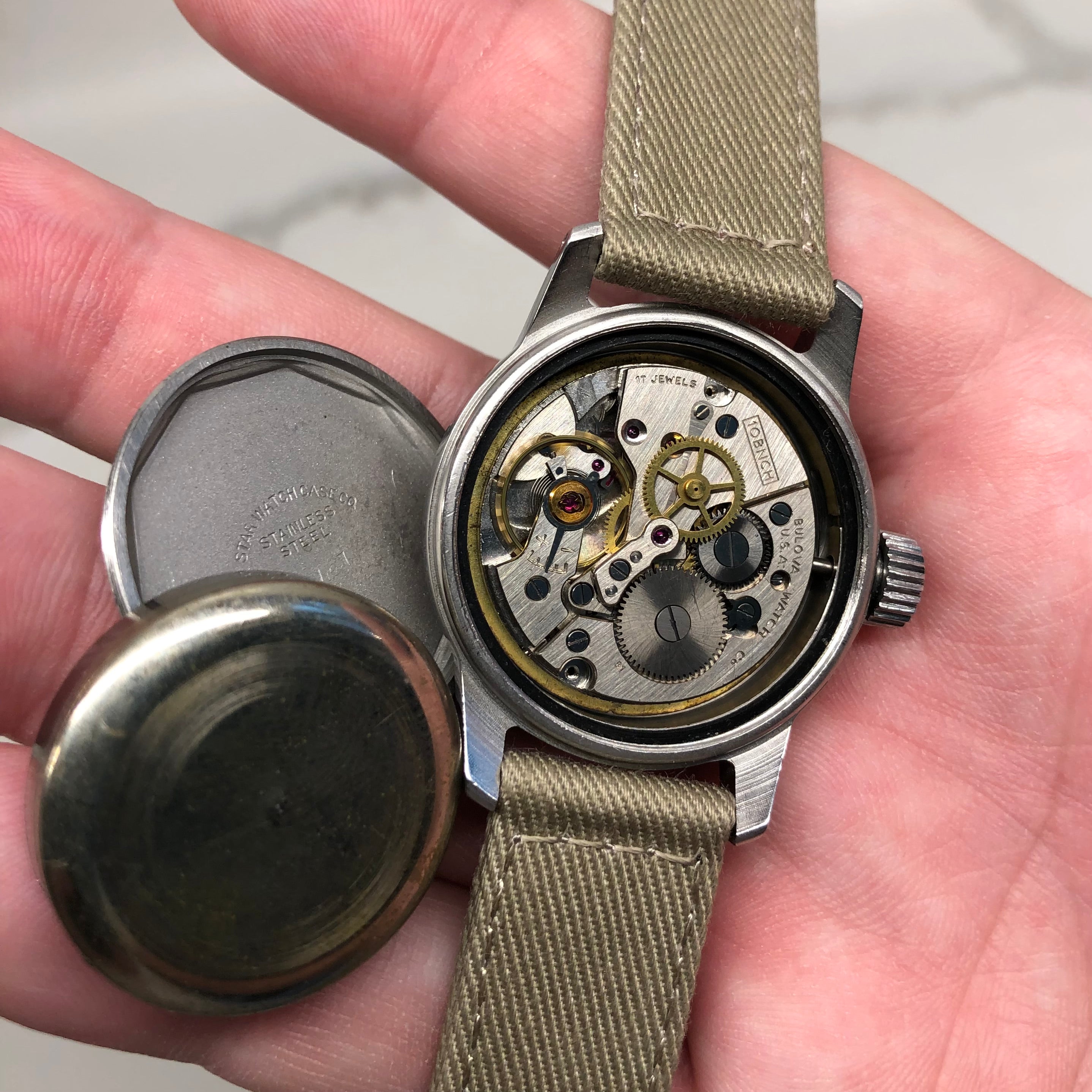 1950s Vintage Bulova A17A U.S. Military Hacking Navigational Wristwatch