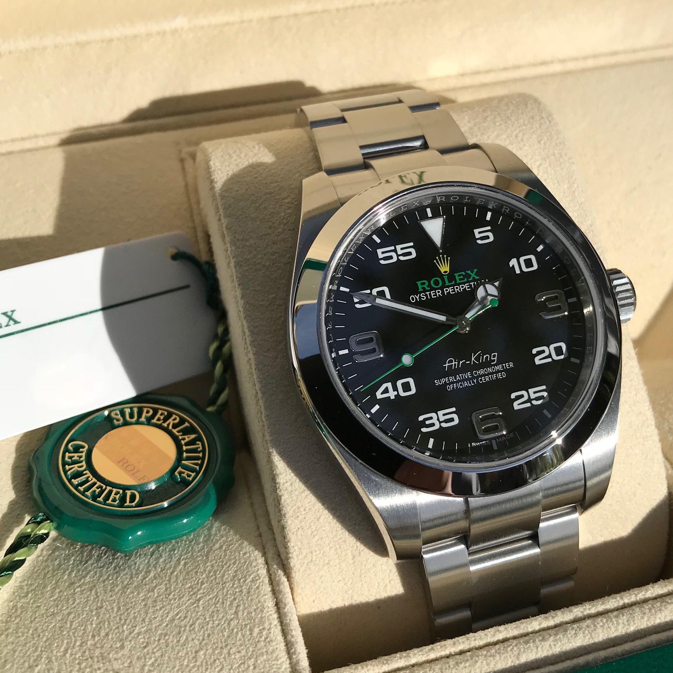 Rolex Oyster Perpetual Air King 40mm Automatic Steel Wristwatch Box Papers Hashtag Watch Company