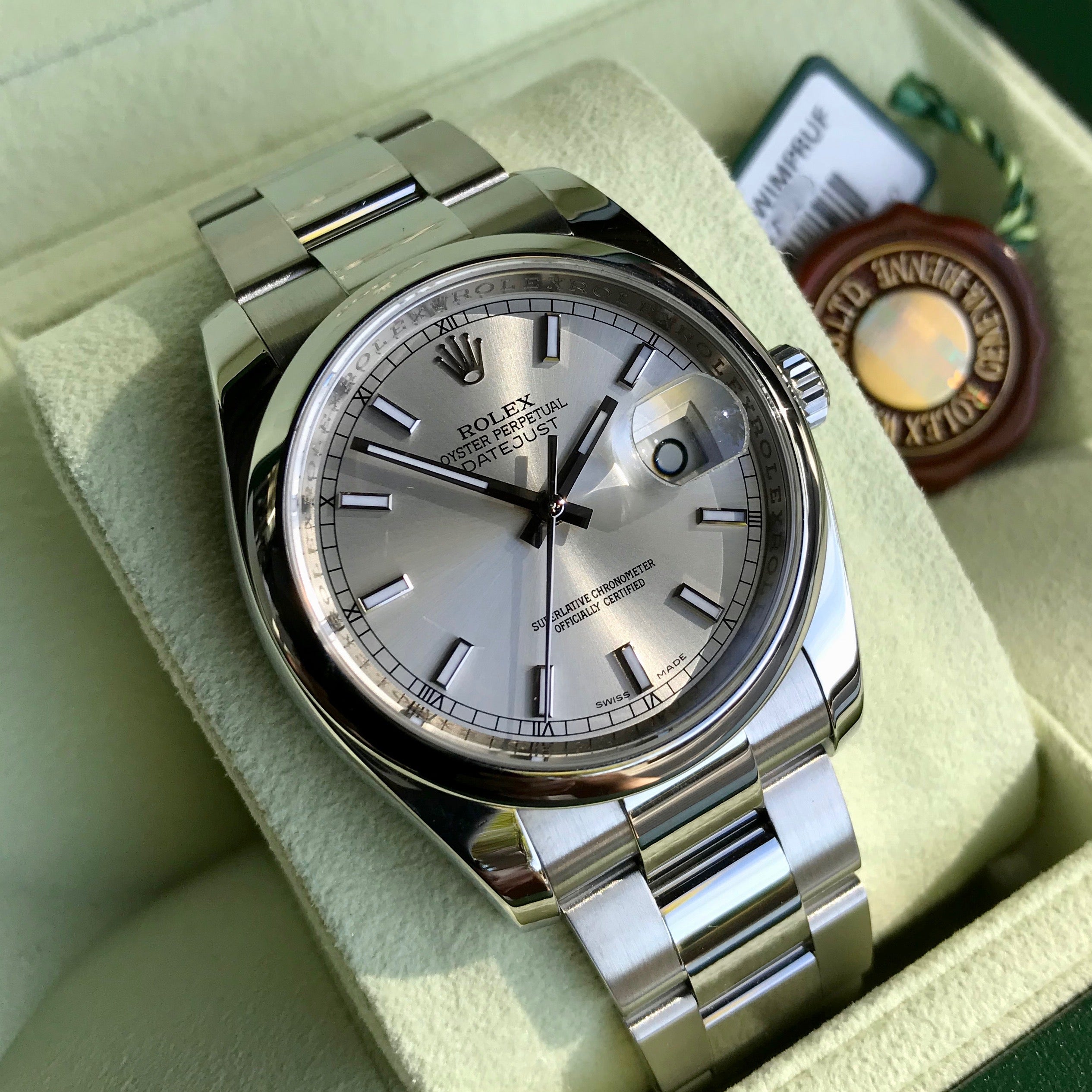 Rolex Datejust 116200 Oyster Perpetual Silver Stick Automatic Caliber ...