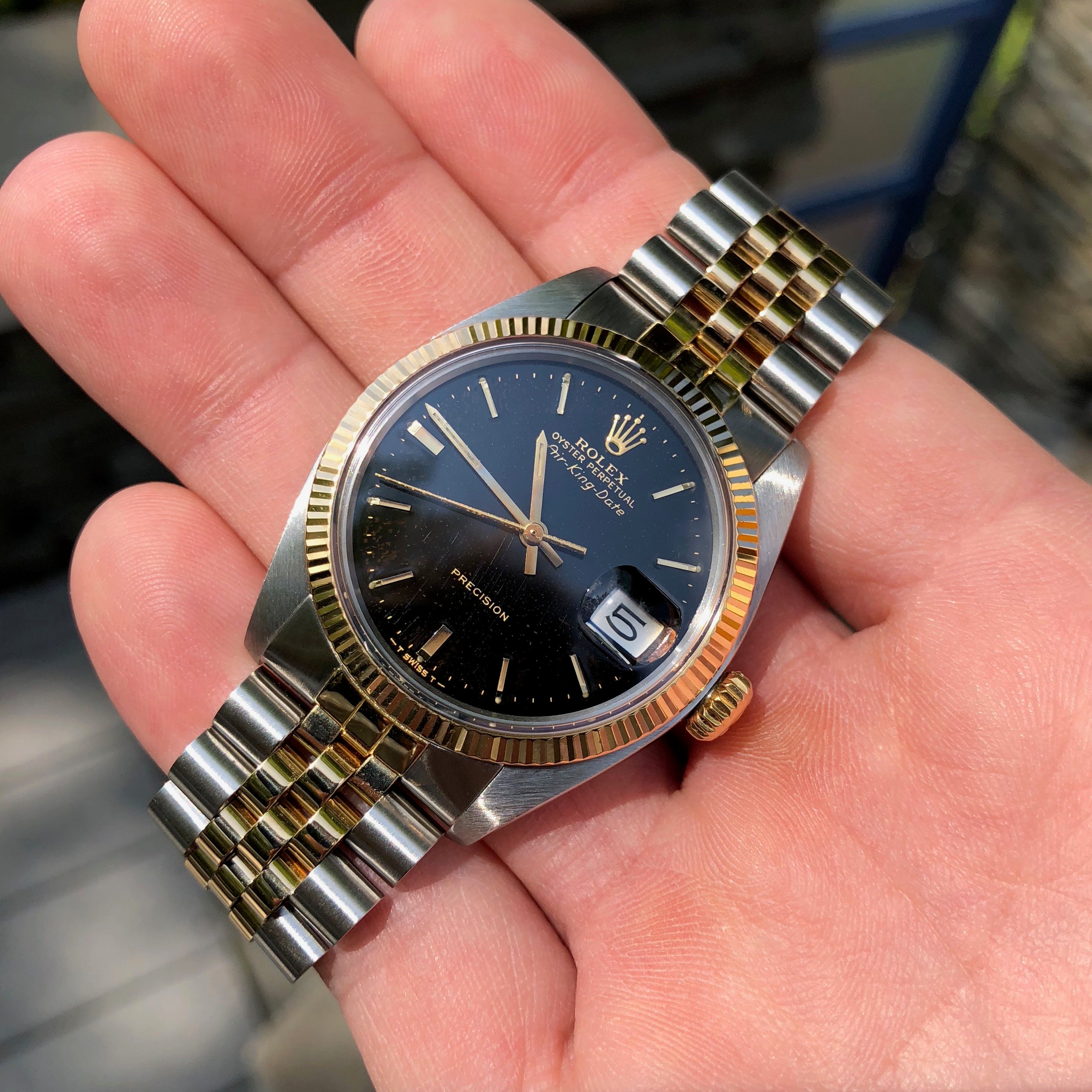 rolex air king two tone