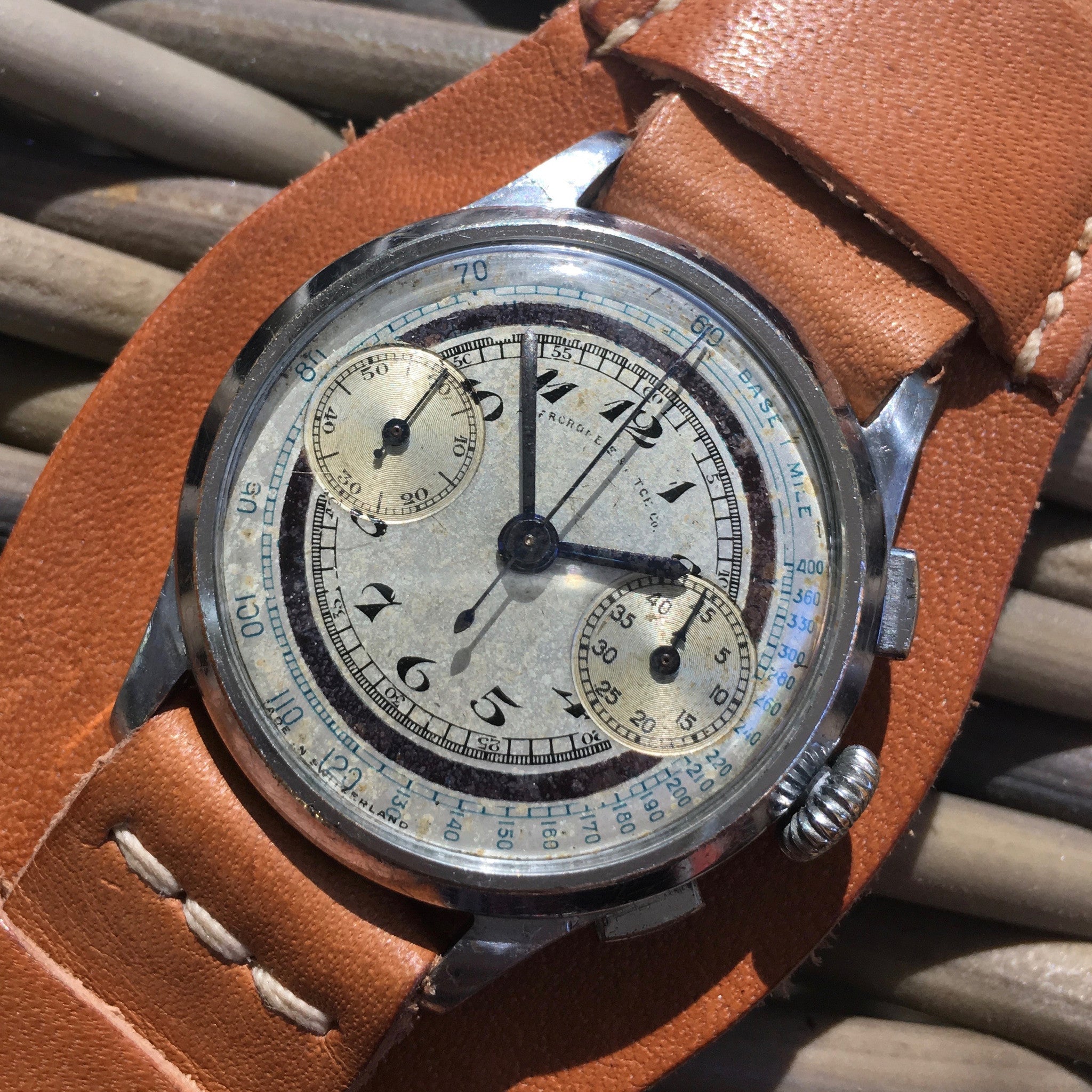 Vintage Abercrombie And Fitch Silver Dial Chromium Steel Chronograph 1930 S Wristwatch Hashtag