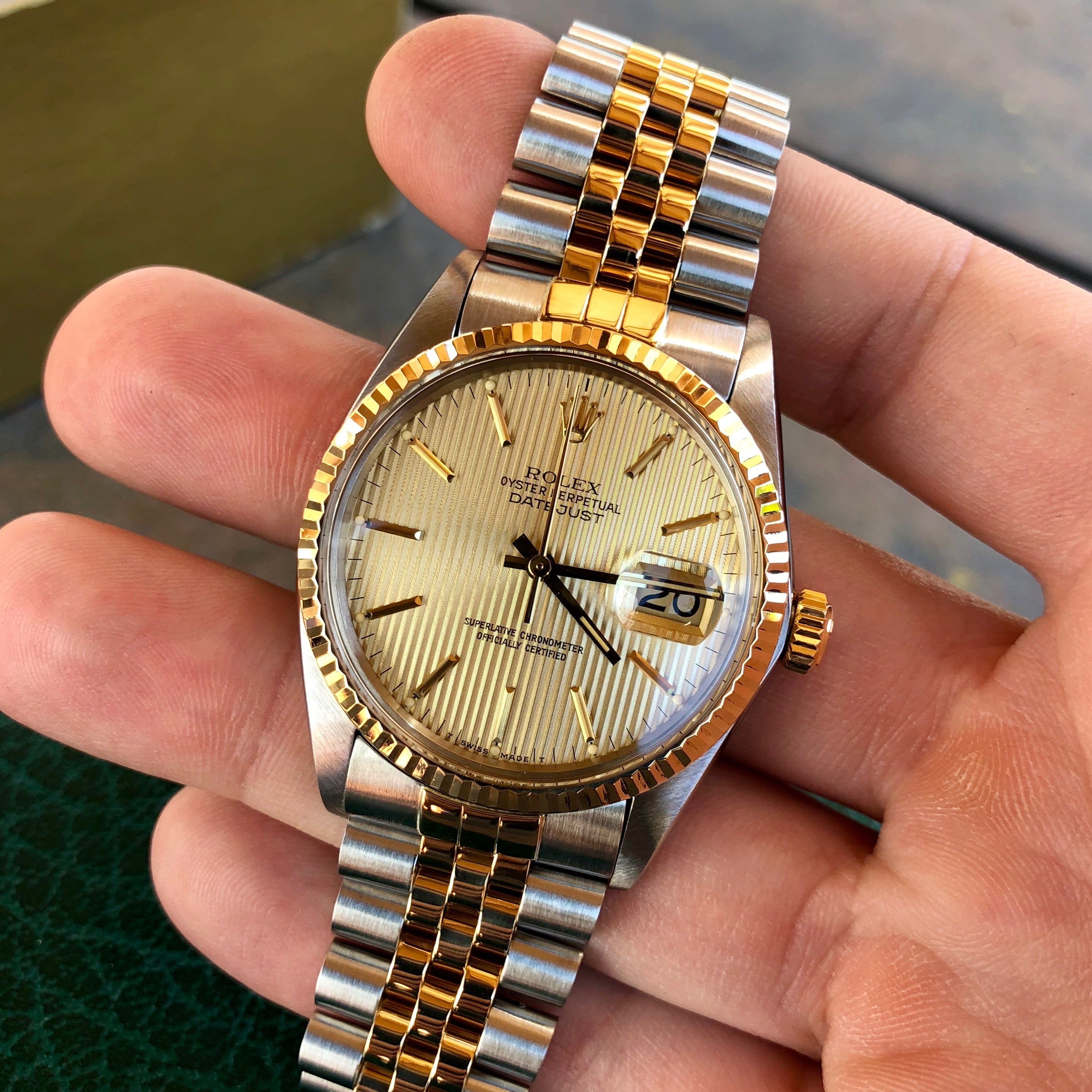 Vintage Rolex Datejust 16013 Champagne Tapestry Cal. 3035 Oyster ...