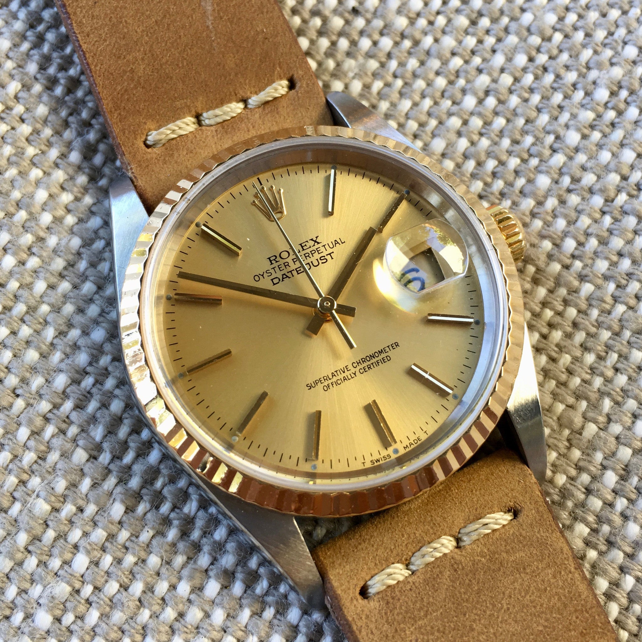 two tone datejust leather strap
