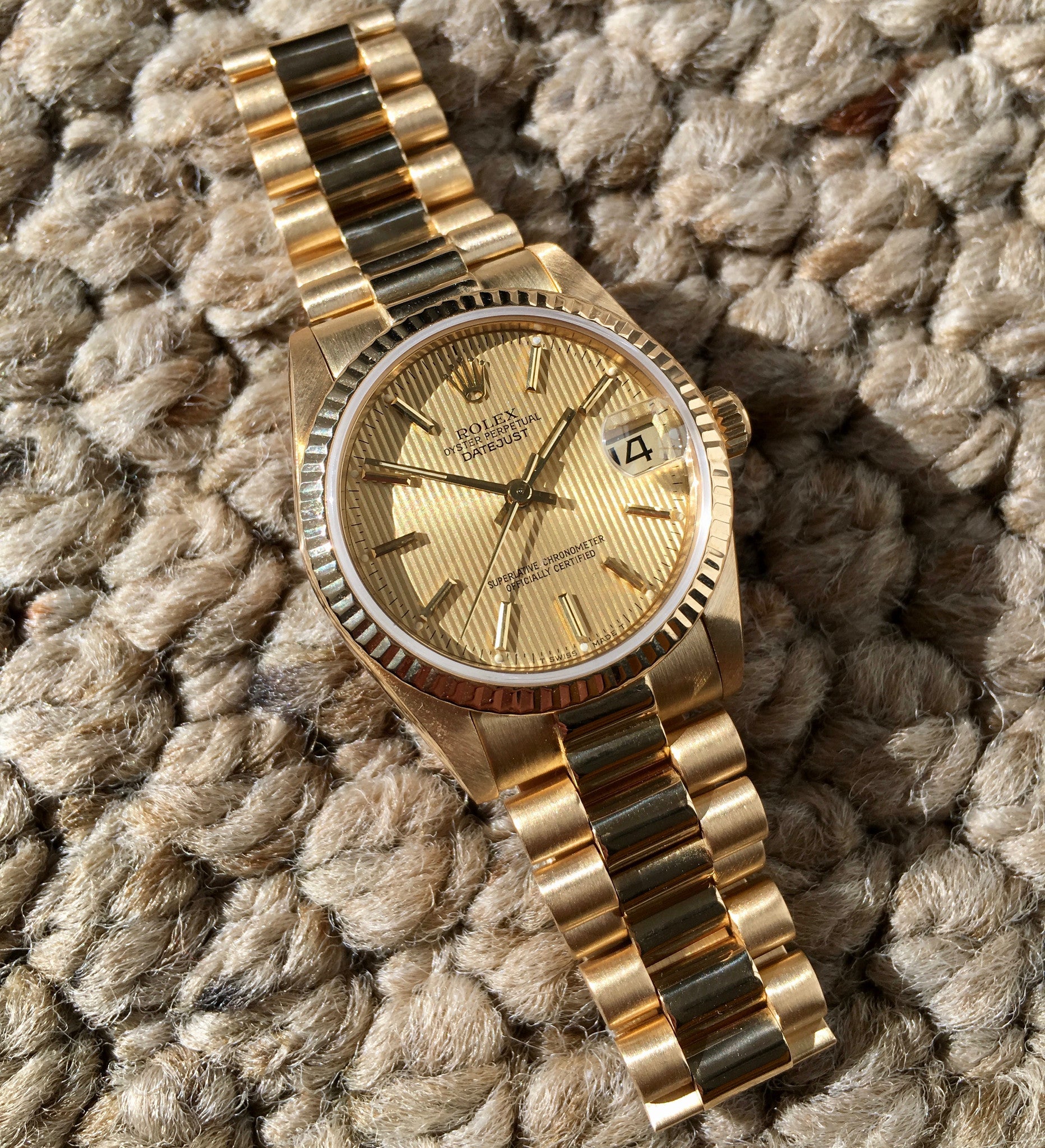 Rolex Ladies President 68278 Midsize Datejust 31mm 18K Yellow Gold ...