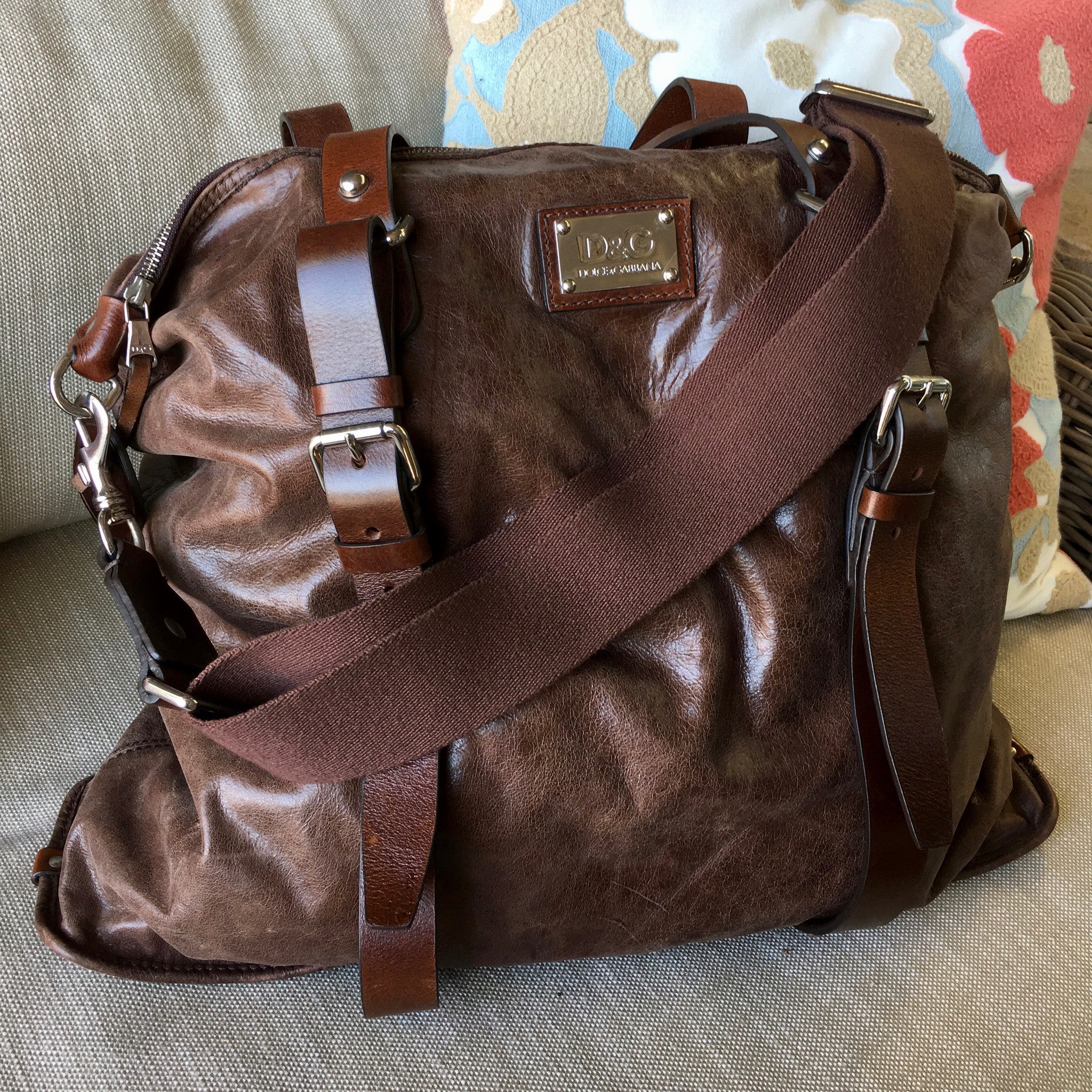 Dolce & Gabbana Brown Leather Travel Overnight Shoulder Bag | Hashtag Watch  Co.