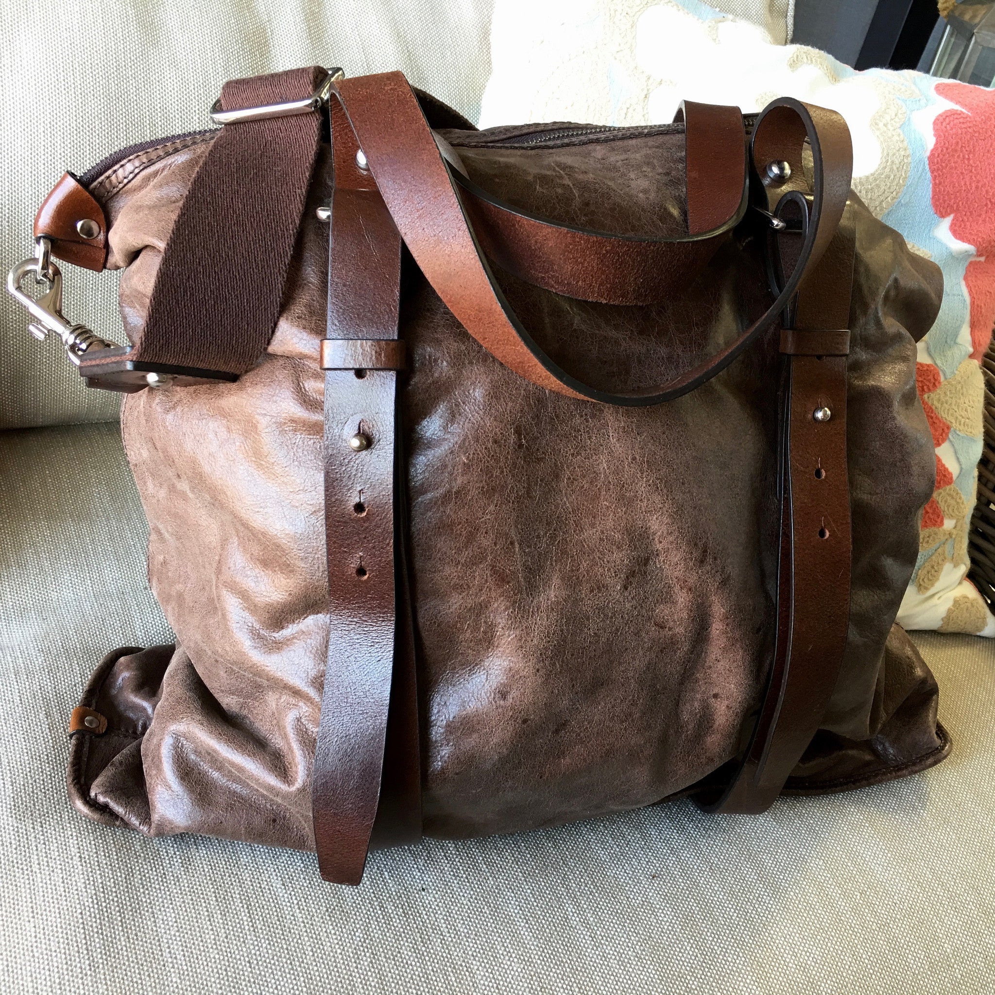 Dolce & Gabbana Brown Leather Travel Overnight Shoulder Bag | Hashtag ...