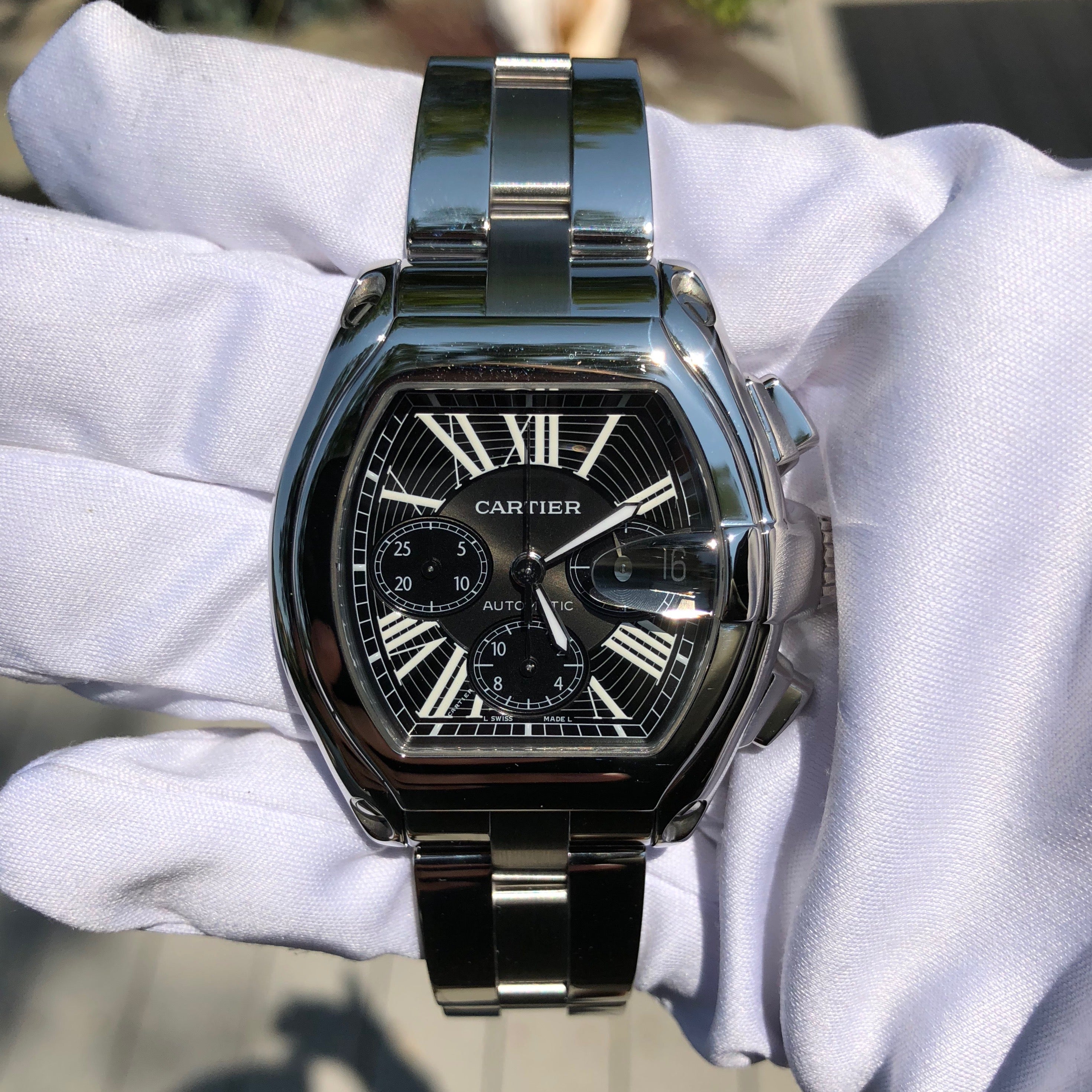 cartier roadster chronograph black dial