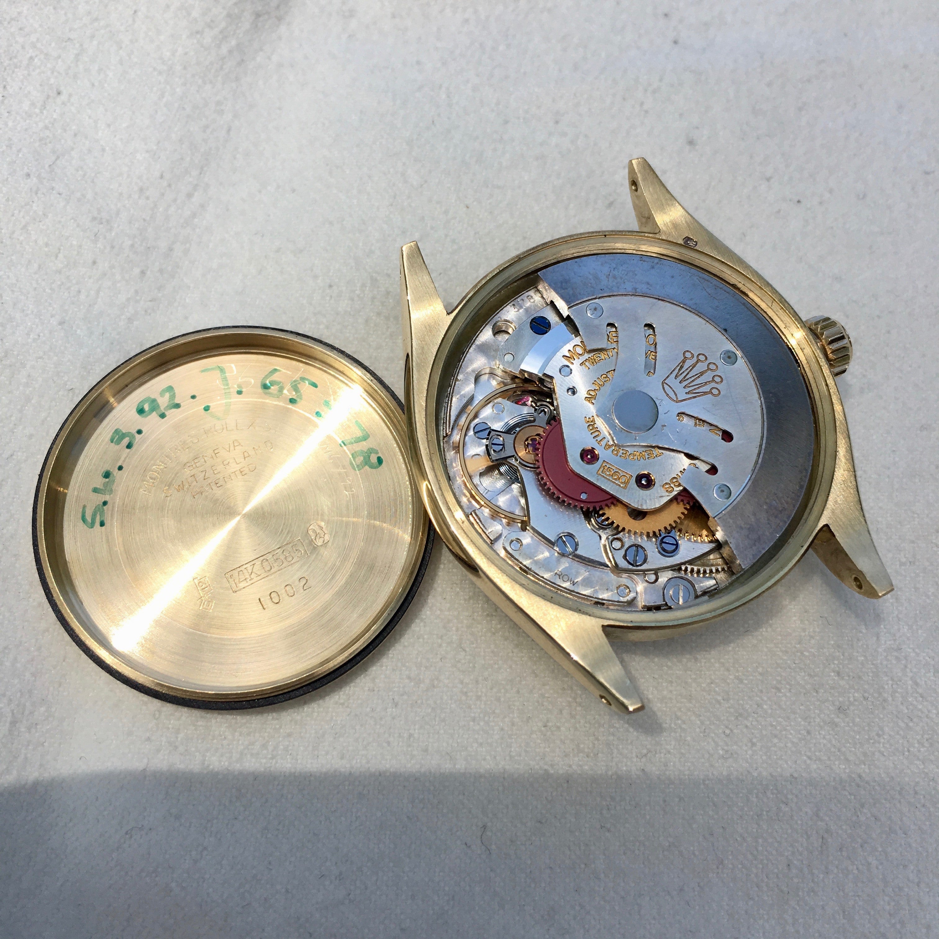Vintage Rolex Oyster Perpetual 1002 14K Yellow Gold Caliber 1560 Silver ...