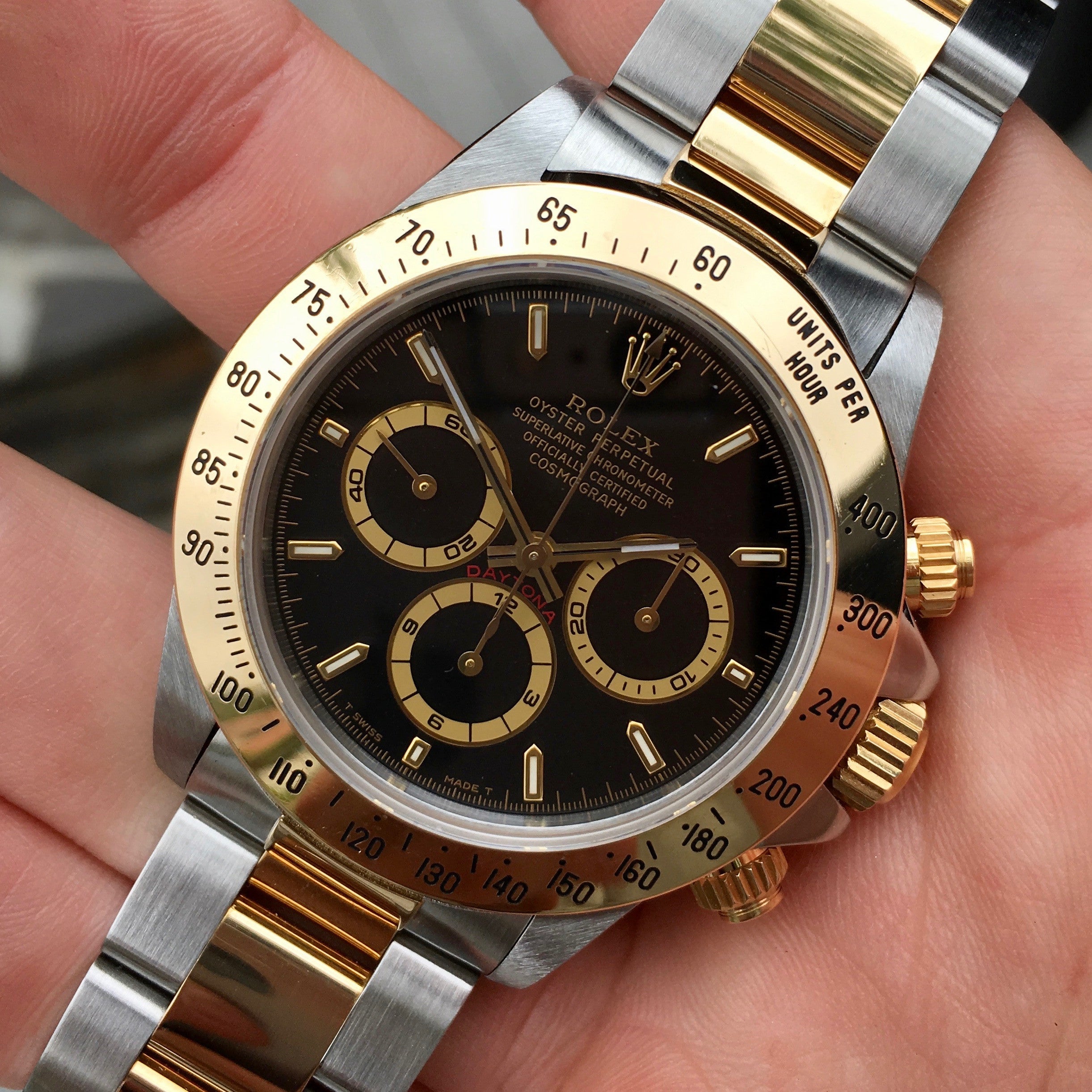 rolex daytona two tone black dial