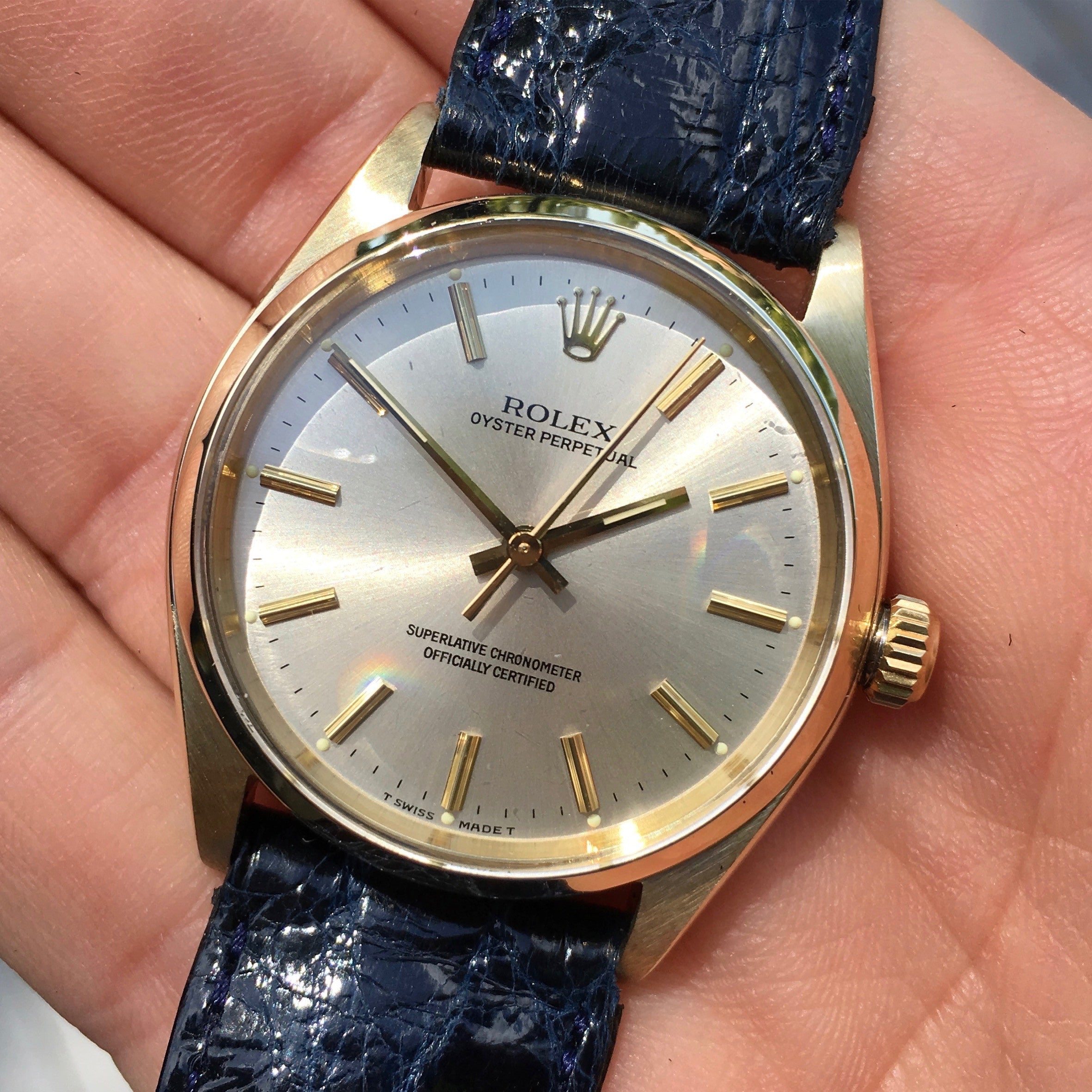 Vintage Rolex Oyster Perpetual 1002 14K Yellow Gold Caliber 1560 Silve Hashtag Watch Company