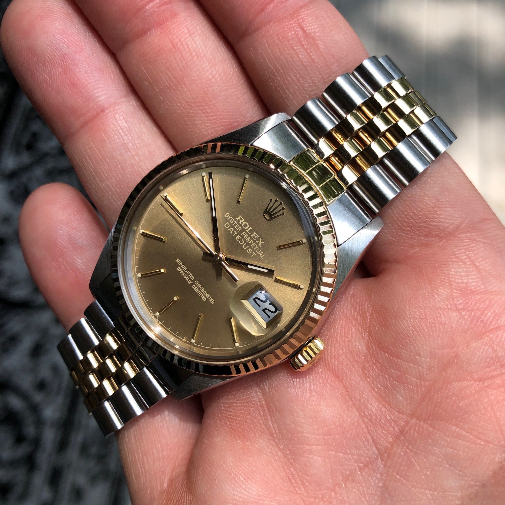 Vintage Rolex Datejust 16013 Steel Gold Two Tone Jubilee Tropical Auto ...