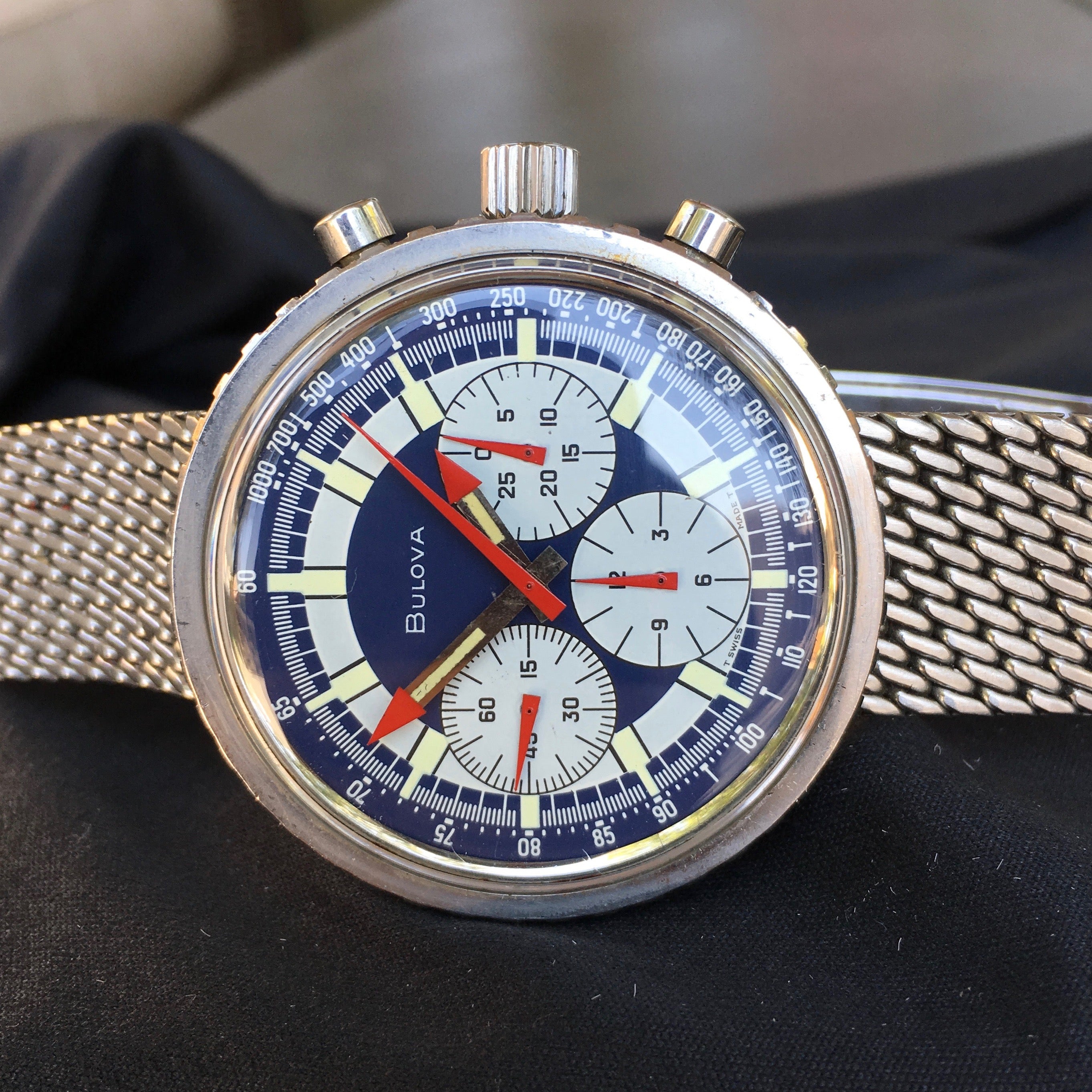 Vintage Bulova Stars And Stripes Valjoux 7736 Steel Chronograph Wristw ...