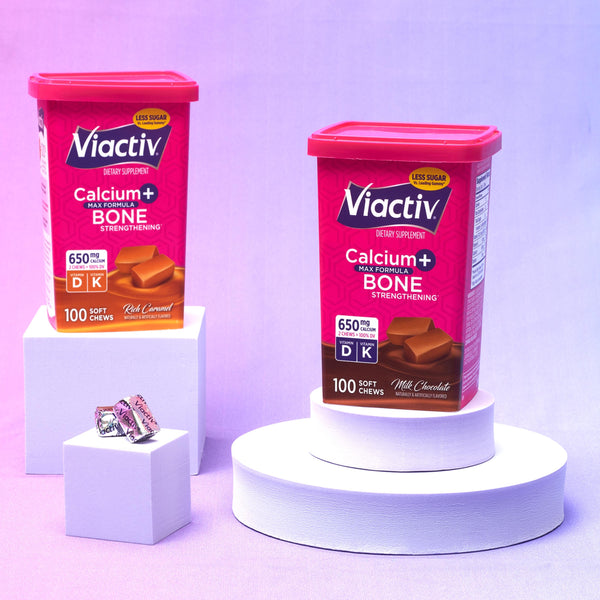 Viactiv's chocolate and caramel Calcium+ products on display