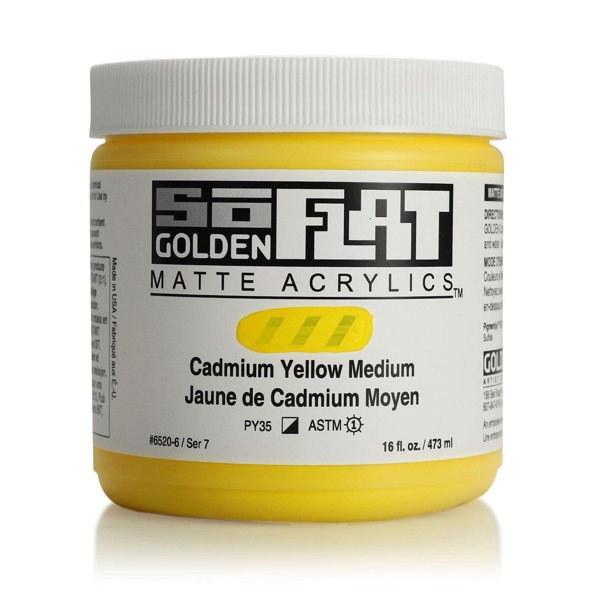 GOLDEN SoFlat Matte Acrylic - Permanent Yellow Deep, 2oz Jar
