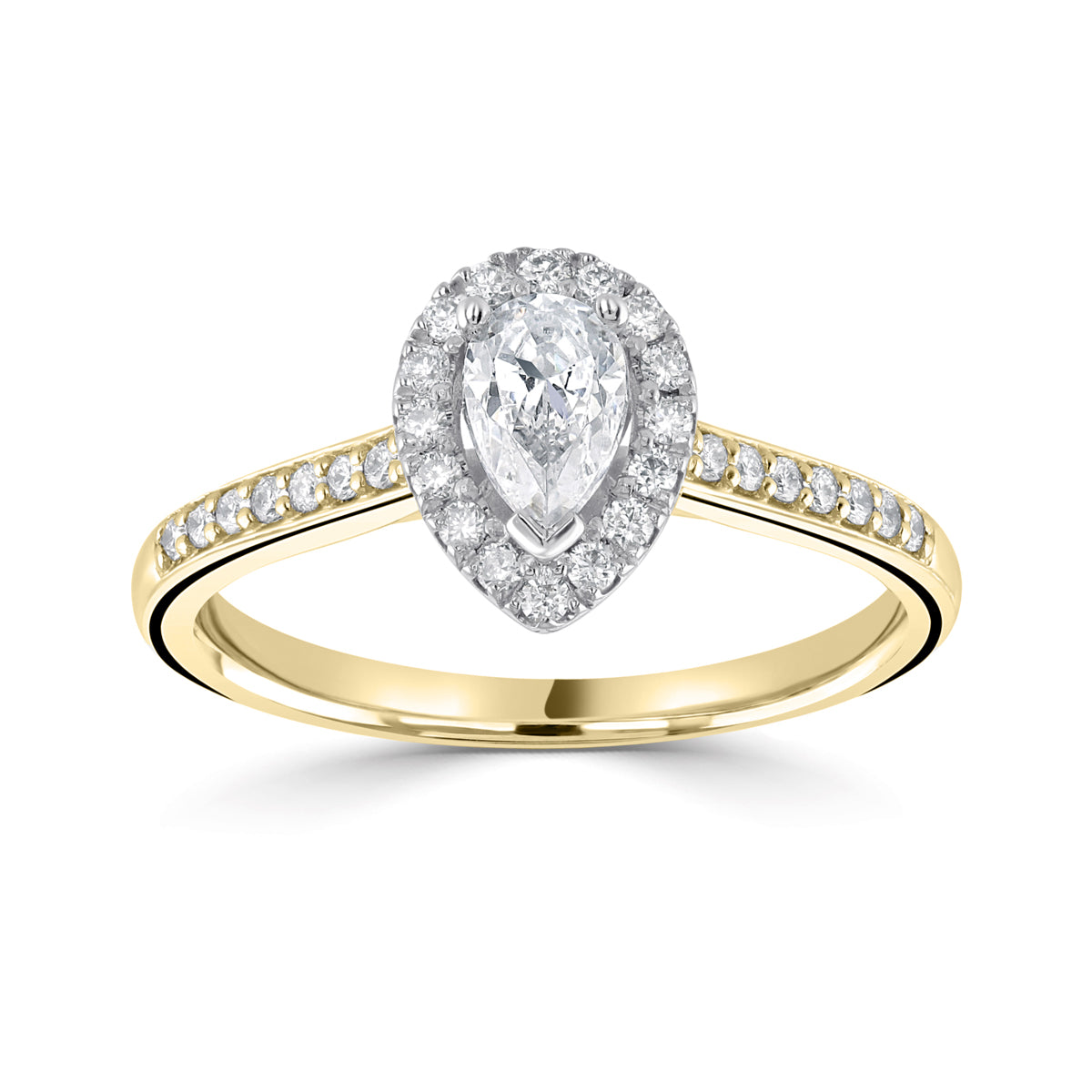 pear shaped diamond engagement ring yellow gold