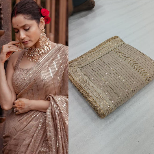 English Ivy Green Organza Saree - Katan Weaves India