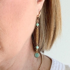 amazonite chain drop earrings