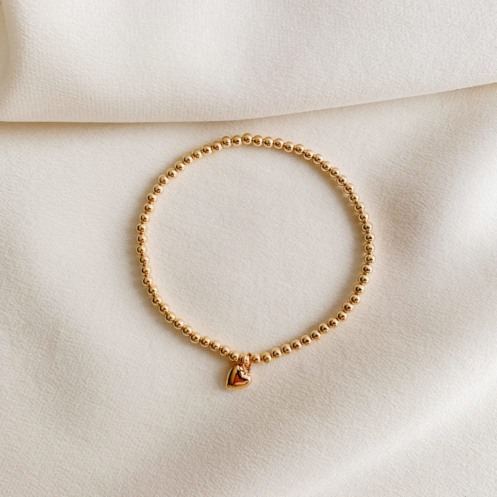 Tiny heart gold beaded bracelet