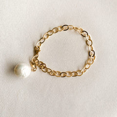 Gold Linked Pearl Bracelet