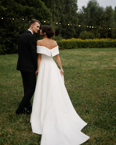 Satin white wedding dresses