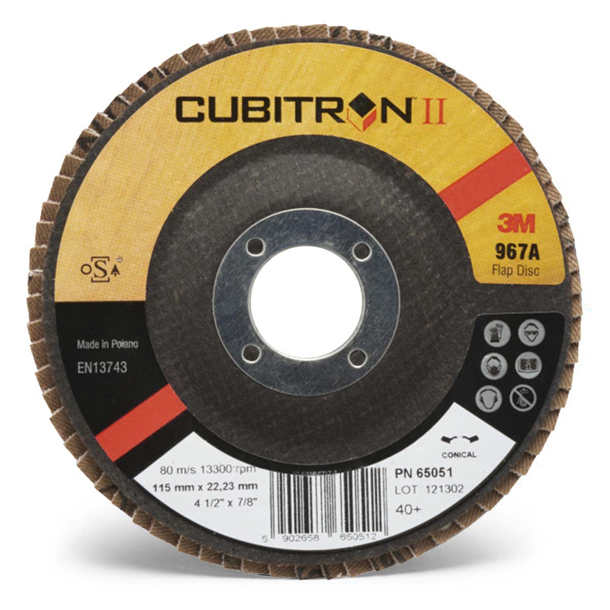 100 disques abrasifs support fibre 3M Cubitron II 982C grain 60+, 125 x 22  mm - AFS - Application Fast Set