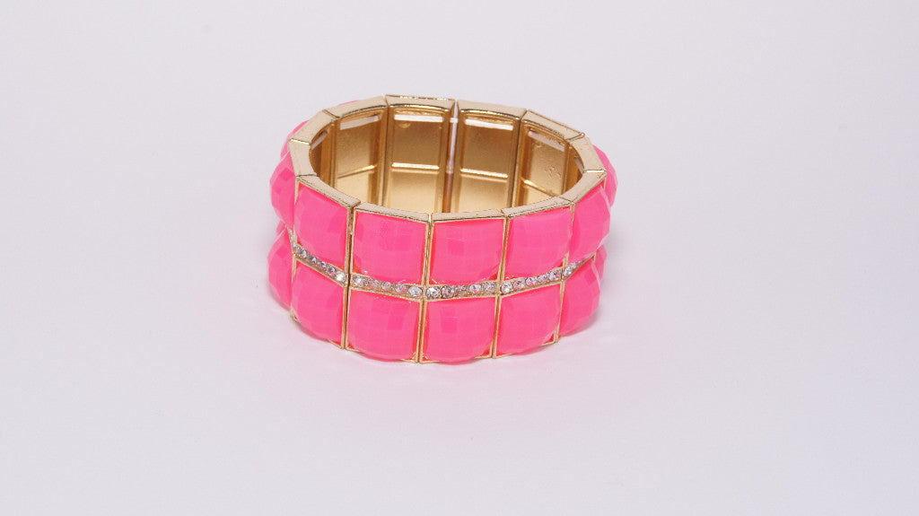 Fuchsia Stone Bracelet with Diamonds