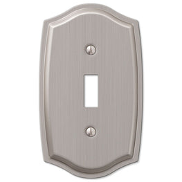 The brushed nickel version of the Sonoma collection of Amerelle decorative metal wallplates