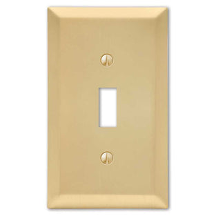 The satin brass version of the Century collection of Amerelle decorative metal wallplates