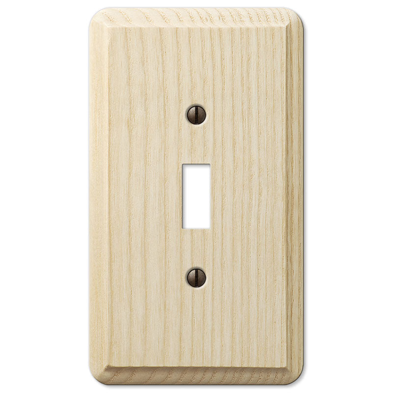 The Contemporary collection of Amerelle decorative wood wallplates in the unfinished wood option