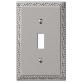 The satin nickel version of the Georgian collection of Amerelle decorative metal wallplates